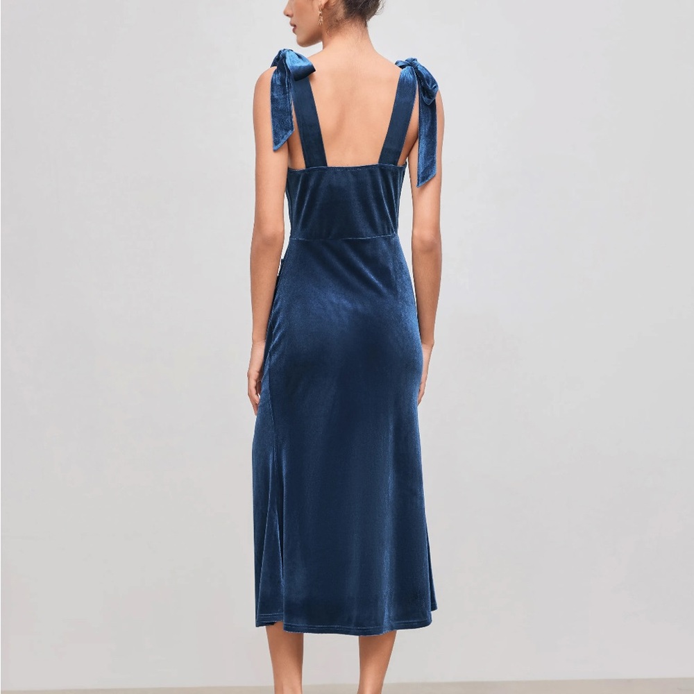 Blue Velvet Holiday Dress - Picture 2 of 7
